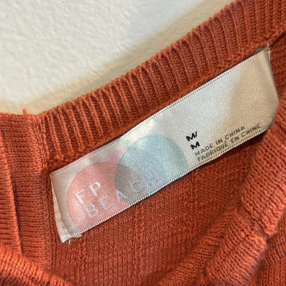 Free People Beach burnt orange seersucker mini dress medium - Picture 6 of 12